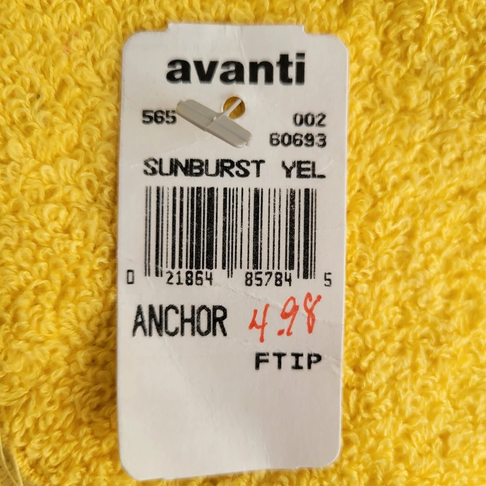 Vintage Avanti Yellow Nautical Hand Tip Towel NOS/NWT